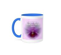 3dRose Macro Photography of an Orchid with a Budda Saying 11oz Two-Tone Blue Mug