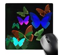 3dRose mp_101503_1 8 x 8-Inch Pretty Blue, Green, and Orange Butterflies Mouse Pad