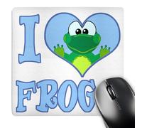 3dRose mp_102135_1 8 x 8-Inch I Heart Love Frogs Cartoon Mouse Pad