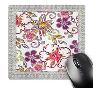 3dRose mp_108045_1 8 x 8-Inch Lace Frame and Pretty Flower Pattern Mouse Pad