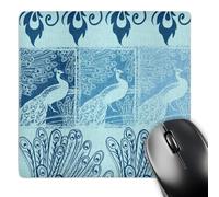 3dRose mp_110381_1 8 x 8-Inch Aqua Blue Peacock Trio Birds Art Mouse Pad