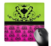 3dRose mp_110703_1 8 x 8-Inch Hot Pink and Apple Green Print with Single Damask Medallion Mouse Pad
