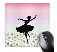 3dRose mp_112812_1 8 x 8-Inch Spinning Ballet Dancer Dancing Amongst The Stars - Pink Graceful Balerina Silhouette - Girly Dance Mouse Pad