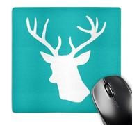 3dRose mp_112844_1 8 x 8-Inch Deer Stag Head Silhouette on Turquoise - Aqua Blue - Teal - Contemporary Modern Stylish Minimalistic Mouse Pad