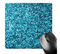 3dRose mp_112887_1 8 x 8-Inch Blue Faux Glitter - Photo of Glittery Texture - Looks Like Sparkly Bling Sparkles but is Matte Mouse Pad