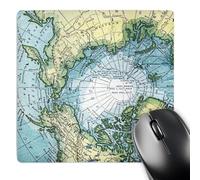 3dRose mp_112942_1 8 x 8-Inch Vintage Map of The North Pole Polar Cap Russia Northern America Greenland - Geography Travel Theme Mouse Pad
