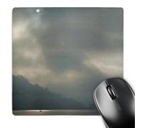 3dRose mp_112964_1 8 x 8-Inch Boat on Lake Lucern Moody Landscape Photography Ship Grey Gray Clouds Cloudy Lighting Misty Dramatic Mouse Pad