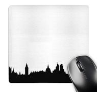 3dRose mp_113052_1 8 x 8-Inch London Skyline Silhouette Stylish Black and White Buildings Modern Contemporary UK British Souvenir Mouse Pad