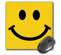 3dRose mp_113090_1 8 x 8-Inch Yellow Smiley Face - Happy Smiling Cartoon - 60S Jolly Cheerful Bright Mouse Pad