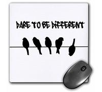 3dRose mp_113165_1 8 x 8-Inch Birds on a Wire - Dare to Be Different Humor - Funny Black and White Silhouette Graffiti - Humorous Mouse Pad