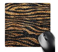 3dRose mp_113173_1 8 x 8-Inch Gold and Black Zebra Print - Faux Bling Photo Not Actual Glitter - Fancy Diva Girly Sparkly Sparkles Mouse Pad