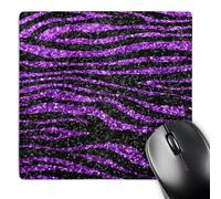 3dRose mp_113175_1 8 x 8-Inch Purple and Black Zebra Stripe Print Faux Bling Photo Not Actual Glitter Glittery Sparkles Sparkly Mouse Pad