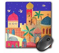 3dRose mp_113178_1 8 x 8-Inch Jerusalem City Gold Domes Islamic Architecture Art Colorful Arty Buildings - Jewish Israel Judaica Mouse Pad