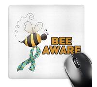 3dRose mp_113528_1 8 x 8-Inch Bee Be Aware Autism Awareness Ribbon Cause Design Mouse Pad