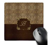 3dRose mp_113866_1 8 x 8-Inch Elegant Animal Print in Warm Brown and Gold Monogram Letter B Mouse Pad