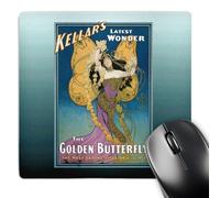 3dRose mp_114156_1 8 x 8-Inch Vintage Kellars Latest Wonder The Golden Butterfly Illusion Magician Poster Mouse Pad