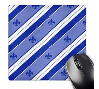 3dRose mp_114208_1 8 x 8-Inch Horizontal Two Tone Blue and White Stripes with Fleur-De-Lis. Mouse Pad