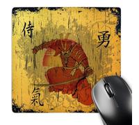 3dRose mp_116373_1 8 x 8-Inch Japanese Samurai with Swords Kanji Brave Energy Samurai Symbols Oriental Design Mouse Pad