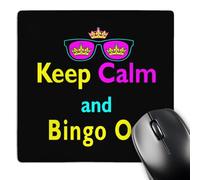 3dRose mp_116548_1 8 x 8-Inch CMYK Keep Calm Parody Hipster Crown and Sunglasses Keep Calm and Bingo on Mouse Pad