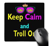 3dRose mp_116850_1 8 x 8-Inch CMYK Keep Calm Parody Hipster Crown and Sunglasses Keep Calm and Troll on Mouse Pad