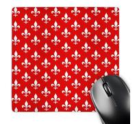 3dRose mp_120190_1 8 x 8-Inch Red Fleur De Lis Pattern - Classic White - Stylish Bold Bright Classy Elegant Modern Contemporary Mouse Pad
