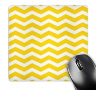3dRose mp_120236_1 8 x 8-Inch Yellow and White Chevron Zig Zag Pattern - Modern Contemporary Zigzag Stripes - Trendy Zig Zags Mouse Pad