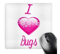 3dRose mp_121436_1 8 x 8-Inch Pretty Pink Flowery I Love Bugs Mouse Pad