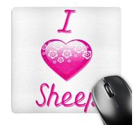3dRose mp_121775_1 8 x 8-Inch Pretty Pink Flowery I Love Sheep Mouse Pad