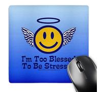 3dRose mp_12424_1 8 x 8-Inch Im Too Blessed to Be Stressed on Blue Mouse Pad