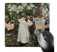 3dRose mp_126515_1 8 x 8-Inch Carnation, Lily, Lily, Rose Xjohn Singer Sargent Little Girls in a Garden Mouse Pad