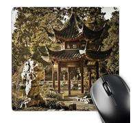 3dRose mp_12676_1 8 x 8-Inch Chinese Pagoda Garden Mouse Pad