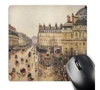 3dRose mp_127347_1 8 x 8-Inch Place Du Theatre Francais, Rain Xcamille Pissarro Mouse Pad