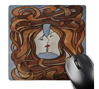 3dRose mp_128357_1 8 x 8-Inch Lesbian Love LGBT Themed Artwork in an Art Nouveau Style of Two Women Kissing Mouse Pad