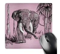 3dRose mp_128462_1 8 x 8-Inch Pink Elephant an Single Elephant STRI Woulding Through Grassland in Africa Mouse Pad
