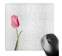 3dRose mp_128525_1 8 x 8-Inch Pretty Pink Tulip on Faux White Crackle Paint Background Mouse Pad