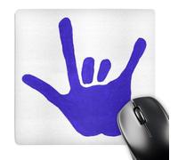 3dRose mp_13584_1 8 x 8-Inch Love Sign Language Blue Mouse Pad