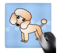 3dRose mp_13771_1 8 x 8-Inch Cute Apricot Poodle Blue Paw Print Background Mouse Pad