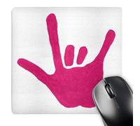 3dRose mp_14308_1 8 x 8-Inch Love Sign Language Pink Mouse Pad