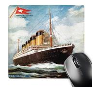 3dRose mp_149236_1 8" x 8" Vintage White Star Line S.S. Titanic Mouse Pad