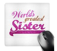 3dRose mp_151319_1 8" x 8" Worlds Greatest Sister Hot Pink and Gold Text Suitable for Little Younger or Big Elder Sisters Mouse Pad