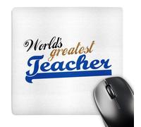 3dRose mp_151322_1 8" x 8" Worlds Greatest Teacher Blue and Gold Text Unisex or for Males School Teacher Appreciation Gifts Mouse Pad