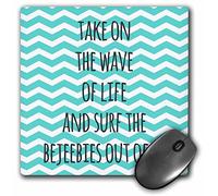 3dRose mp_151377_1 8" x 8" Take on The Wave of Life and Surf The Bejeebies Out of It Fun Inspiring Surfing Philosophy Sayings Mouse Pad