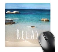 3dRose mp_151391_1 8" x 8" Relax Positive Affirmations Inspiring Motivational Word Beach Photography Calm Ocean Sea Mouse Pad