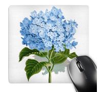3dRose mp_151419_1 8" x 8" Blue Hydrangea Flowers Vintage Art Floral Drawing Summery Flowery Spring Antique Image Mouse Pad