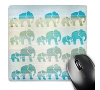 3dRose mp_152076_1 8" x 8" Aqua Mom and Baby Elephants Animals Mouse Pad