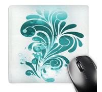 3dRose mp_152363_1 8" x 8" Pretty Turquoise Flourish on a Sparkly Grunge Background Mouse Pad
