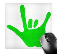 3dRose mp_15301_1 8 x 8-Inch Love Hand Sign Language in Green Mouse Pad