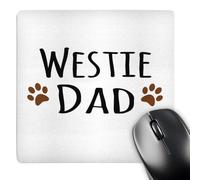 3dRose mp_154004_1 8" x 8" Westie Dog Dad West Highland White Terrier Doggie Xbreed Doggy Lover Owner Brown Paw Prints Mouse Pad