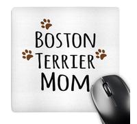 3dRose mp_154081_1 8" x 8" Boston Terrier Dog Mom Doggie Xbreed Brown Muddy Paw Prints Love Doggy Lover Mama Pet Owner Mouse Pad