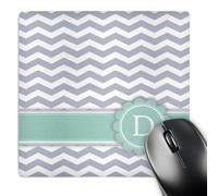 3dRose mp_154223_1 8" x 8" Letter D Monogrammed on Grey and White Chevron with Pastel Teal Mint Gray Zigzags Personal Zig Zags Mouse Pad